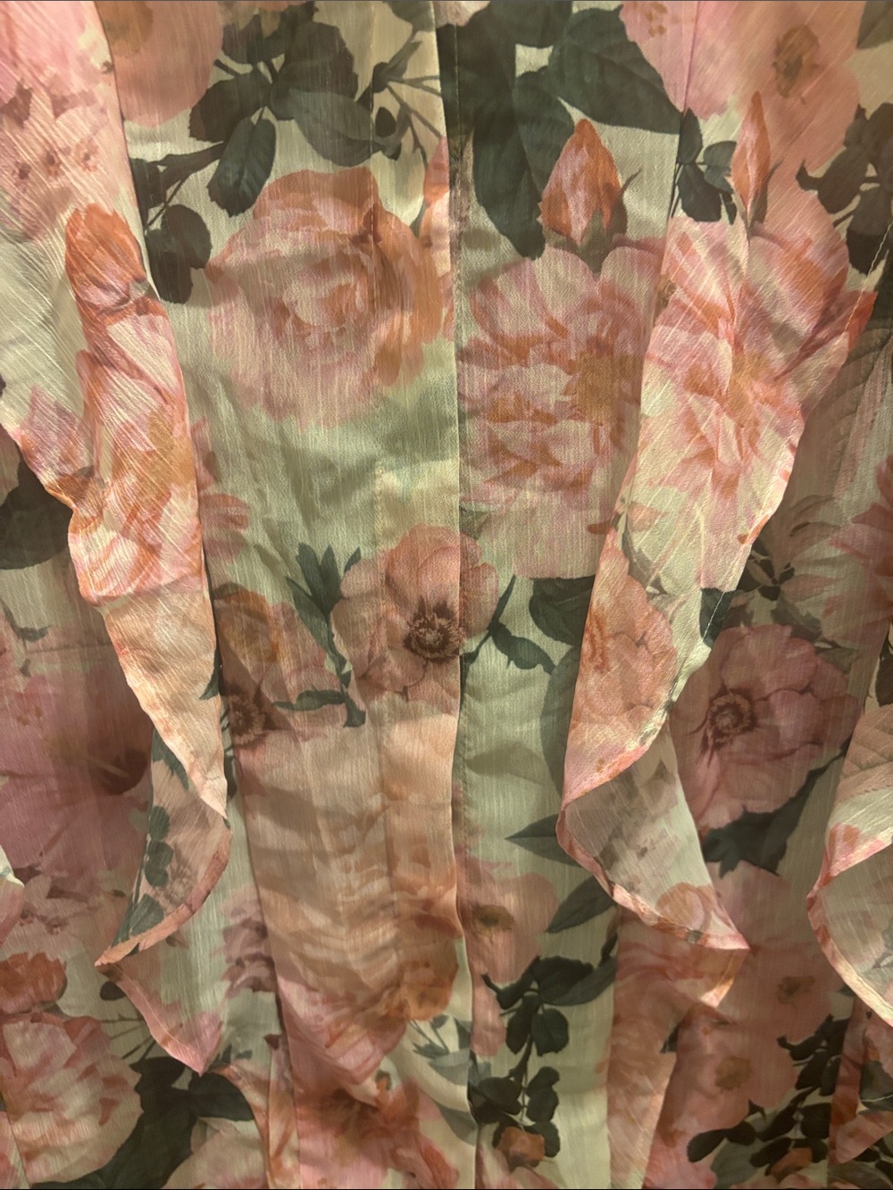 Express Pink Floral Ruffle Blouse - Picture 2 of 3